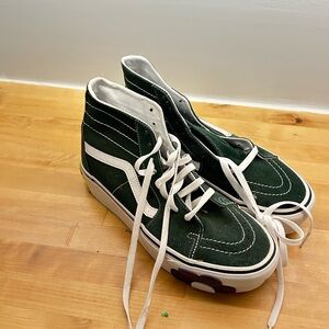 Vans Green and White High-Top Sneakers